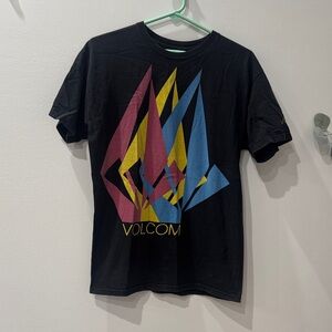 Volcom Black Tee with Multicolor Graphic